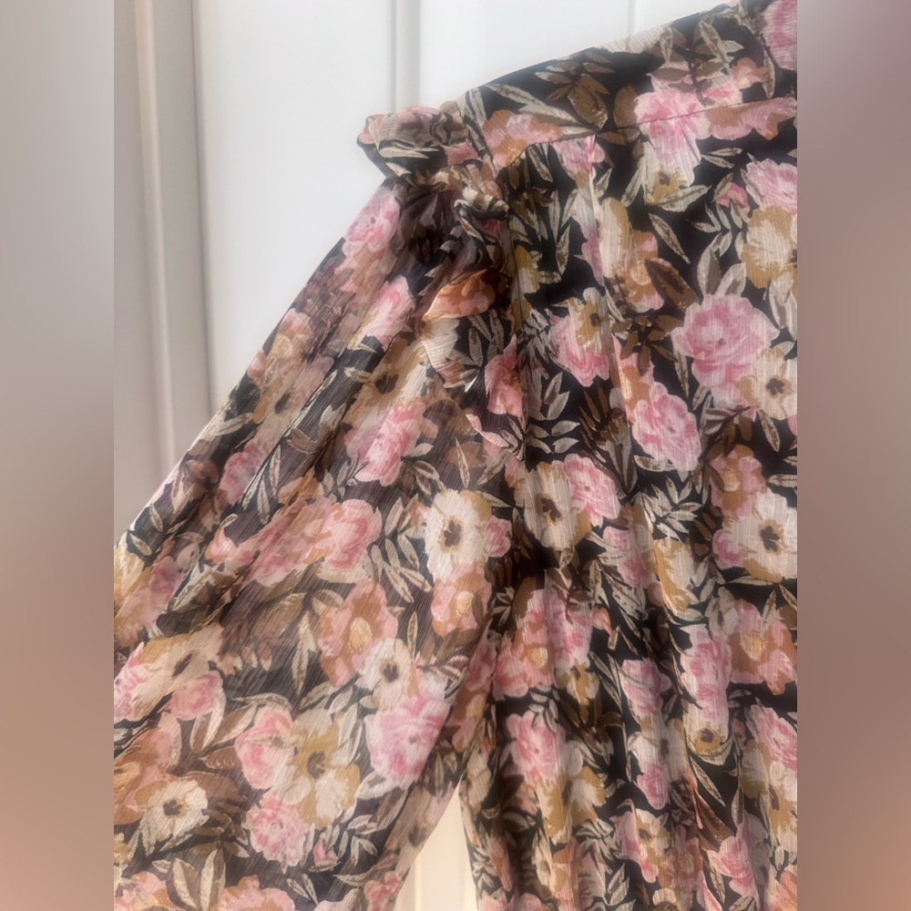 Bohme Black and Pink Floral Long Sleeve Dress - Picture 6 of 12